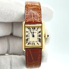 Cartier Tank Louis Women's 2442 18k Yellow Gold Mint Leather Strap Luxury Watch
