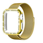 For Apple Watch Series Ultra 2/9 8 7 6 5 4 SE Magnet Metal Loop Band+Bling Case