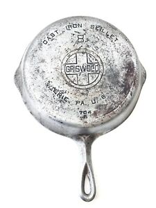 Griswold No.8 CHROME-Plated Large Block Logo 704R Cast Iron Frying Pan