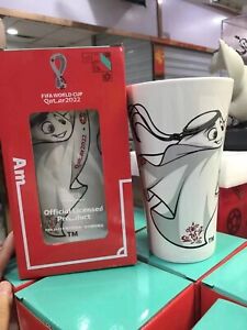 Official authenti Qatar 2022World Cup la'eeb Mascot Beer cup coffee cup Souvenir