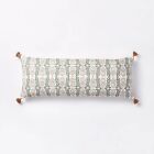 Oversized Oblong Watercolor Wood Block with Tassels Decorative Throw Pillow