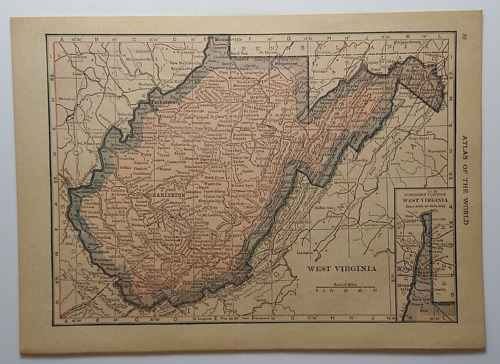 New Listing1915 Antique WEST VIRGINIA Miniature Atlas Map (8