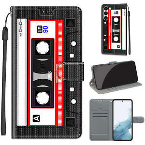 For Various Phone Retro Tape Cool Flip Leather Wallet Card Bag Holder Case Cover