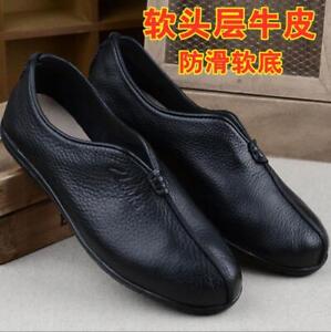 Men Martial Arts PU Leather Shoes Chinese Tai Chi Kung Fu Vintage Shoes Slip-on