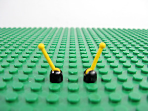2 LEGO Black Antenna Small Base w/Yellow Lever Blacktron 6954 6987 6876 #4592 93