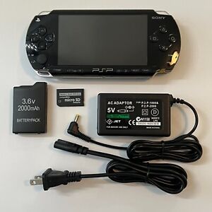 BLACK Sony PSP 1000 System w/ Charger & 64gb Memory Card Bundle TESTED Import