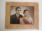 Vintage Indian Man Woman Couple Black & White Tinted Photograph collectible