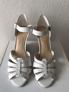 Jessica Simpson Miriah White Leather Upper Wedge Sandals Size 9 - New