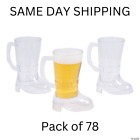 Plastic Boot Beer Steins - Set of 78 Mugs By Party Glowz