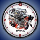 327 cid Fuelie V8 Engine Wall Clock, LED Lighted