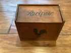 Vintage Rooster Wooden Recipe Box