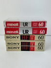 Lot of 5 Blank Cassette Tapes, Sony HF 60 53130, Maxell UR 60 11211