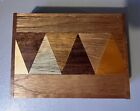 Wooden Multi Colored Inlaid Wood Trinket Box Deck Of Cards Holder