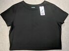 WILD FABLE Women's T-Shirt size XL Black Crew Neck S/S Cropped Babydoll NWT