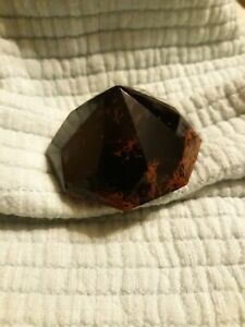 Large polished brown gemstone paperweight pyramid diamond-shaped