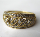 Vintage 14k Yellow Gold Women's Pierced Diamond Band Ring 3.2g size 8.5