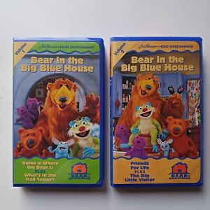 Bear In The Big Blue House Blue Clamshell VHS Volumes 1 & 2 Lot