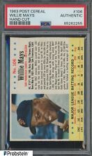 1963 Post Cereal #106 Willie Mays San Francisco Giants HOF PSA Authentic