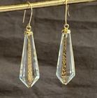 14K Yellow Gold Crystal Earrings 5.96g Fine Jewelry Chandelier Dangle Hook Back