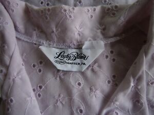 Lady Blair NPC Eyelet Blouse Top L-XL Short Sleeve Bust 42 Pink Floral Shirt