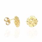 Solid 10K Yellow Gold Round Nugget Pushback Stud Earrings
