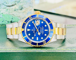 Rolex Submariner 16613 Steel 18k Yellow Gold Oyster Blue Bezel Watch NO RESERVE!