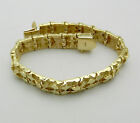 Solid 14k Yellow Gold Nugget Style Mens Bracelet 7