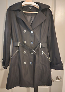 ROZ & ALI Black Trench Coat with silver - XL
