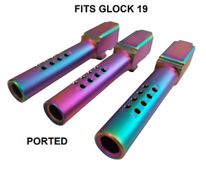 Glock 19 Ported Barrel Fits Gen 1 2 3 4 5 G19 PVD Rainbow Chameleon Made in USA