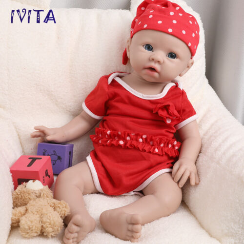 IVITA New Deign Reborn Dolls Full Soft Silicone Baby Girl Doll Take a Pacifier