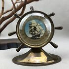 Brass Ship's Wheel Desktop Thermometer Vintage Advertising Voss Hutton Barbee