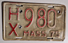 New Listing1975 Massachusetts Motorcycle License Plate  # HX980 ---- NO RESERVE AUCTION ---