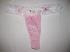 Shein ruffle lace waist hi-cut thong panties w/butterfly & floral S pink w/white