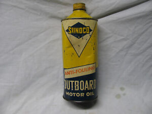 1960 Sunoco Anti-Fouling Outboard Motor Oil 1 Quart Cone Top Can  Allmost Full