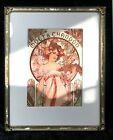 Alphonse Mucha Art Nouveau Girl Moet & Chandon Ad Print Vintage Frame Matted