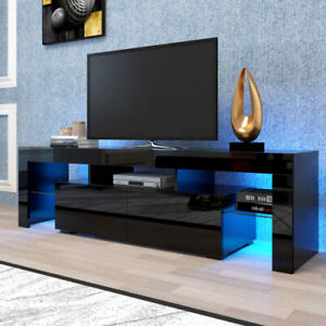 LED TV Stand High Gloss Media Console Cabinet Entertainment Center for 70 in TVs
