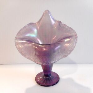 Vintage Fenton Jack in the Pulpit Vase Violet Satin Iridescent 7