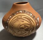 Hopi Pottery Hand Carved Pot Signed S D With A Feather