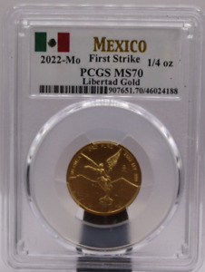 2022-MO Mexico Libertad Gold PCGS MS70 1/4oz  (103PID)