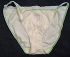 Vintage String Bikini Panties 100% Cotton Pale Yellow w Green XL 38