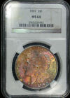 New Listing1887 $1 Morgan Silver Dollar NGC MS64 - Colorful Rainbow Obverse Toning