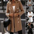 Womens Wool Trench Coat Long Jacket Double Breasted Winter Warm Overcoat Outwear