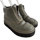 UGG boots Neumel Platform 7 womens seaweed gray green leather zip up ankle short