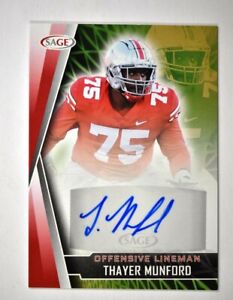 2022 Sage High Series Football Base Auto Red #A-TM2 Thayer Munford - Ohio State