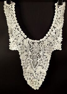 VICTORIAN 19TH C HAND MADE BEAUTIFUL BRUSSELS LACE BODICE FRONT FOR DRESS
