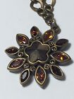 Vintage Myka Designs Inc. Swarovski Crystal Element Brass Tone Pendant Necklace