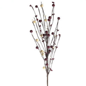Package of 12 Artificial Cream & Burgundy Berries & Pip Berry Floral Stems