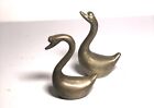 Vintage Brass Swans Pair - Small Figurines - Mid Century Birds - Set of Two