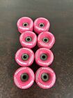 Pink Princess Roller Skate Wheels 8 Pack With 8mm Bearings And Wheel Bag.