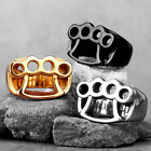Stainless Steel Boxing Knuckles Men's Gold Silver Black Fight Thug Life Rings